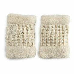 Women's Koolaburra By UGG Sherpa Knit Fingerless Gloves Ivory -Koolaburra shop unnamed file 1101