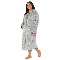 Plus Size Koolaburra By UGG Plush Hooded Zip Robe With Kangaroo Pocket Castlerock Grey -Koolaburra shop unnamed file 1106