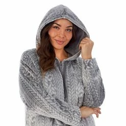 Plus Size Koolaburra By UGG Plush Hooded Zip Robe With Kangaroo Pocket Castlerock Grey -Koolaburra shop unnamed file 1107