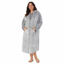 Plus Size Koolaburra By UGG Plush Hooded Zip Robe With Kangaroo Pocket Castlerock Grey -Koolaburra shop unnamed file 1108