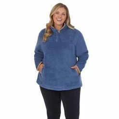 Plus Size Koolaburra By UGG Sherpa Pullover With Faux Suede Trim Blue -Koolaburra shop unnamed file 1280
