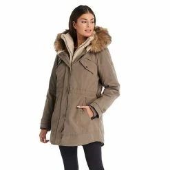 Women's Koolaburra By UGG Faux-Fur Hood Inner-Vest Puffer Coat Olive -Koolaburra shop unnamed file 202