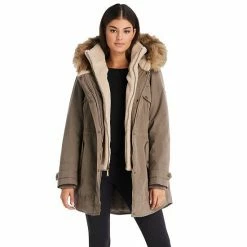 Women's Koolaburra By UGG Faux-Fur Hood Inner-Vest Puffer Coat Olive -Koolaburra shop unnamed file 203