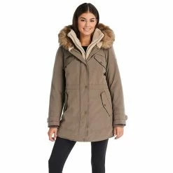 Women's Koolaburra By UGG Faux-Fur Hood Inner-Vest Puffer Coat Olive -Koolaburra shop unnamed file 206