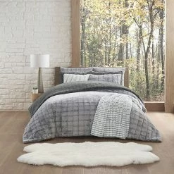 Koolaburra By UGG Izzel Faux Fur Comforter Set With Shams Cocoa Gray -Koolaburra shop unnamed file 349