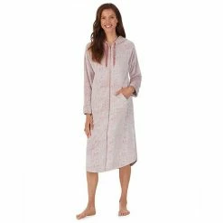 Women's Koolaburra By UGG Plush Hooded Zip Robe With Kangaroo Pocket Old Rose -Koolaburra shop unnamed file 485