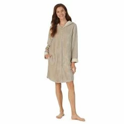Women's Koolaburra By UGG Plush Hooded Zip Robe Cafe Creme -Koolaburra shop unnamed file 506