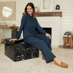 Women's Koolaburra By UGG Sweater Knit Pajama Top & Wide Leg Pajama Pants Set Olive -Koolaburra shop unnamed file 646