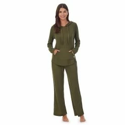 Women's Koolaburra By UGG Sweater Knit Pajama Top & Wide Leg Pajama Pants Set Olive -Koolaburra shop unnamed file 647
