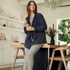 Women's Koolaburra By UGG Microfleece & Sherpa Open Cardigan Blue 2 Women's Koolaburra By UGG Microfleece & Sherpa Open Cardigan Blue -Koolaburra shop unnamed file 653