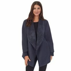 Women's Koolaburra By UGG Microfleece & Sherpa Open Cardigan Blue 4 Women's Koolaburra By UGG Microfleece & Sherpa Open Cardigan Blue -Koolaburra shop unnamed file 655